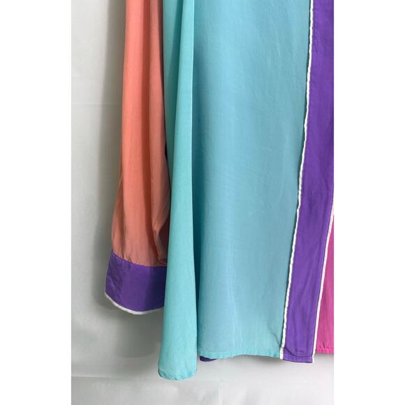 Bob Mackie Wearable Art VTG 100% Silk Color  Block Button Down Shirt Blouse 2X - Picture 6 of 9